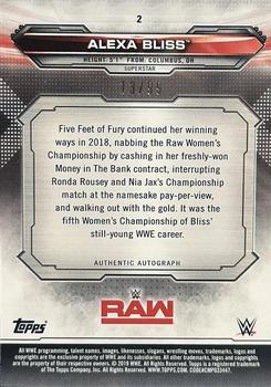 2019 Topps WWE RAW - Autographs #2 Alexa Bliss Back