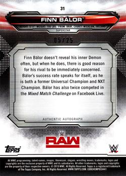 2019 Topps WWE RAW - Autographs Silver #30 Finn Bálor Back