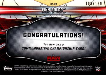2019 Topps WWE RAW - Commemorative Raw Championship #RC-FB Finn Bálor Back