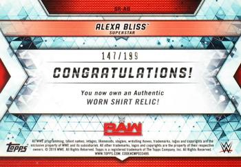 2019 Topps WWE RAW - Shirt Relics #SR-AB Alexa Bliss Back