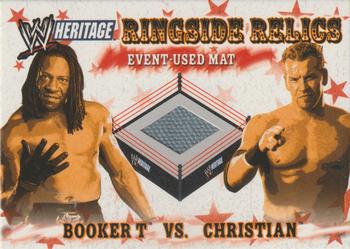 2005 Topps Heritage WWE - Ringside Relics Event Used Mat #NNO Booker T vs Christian Front