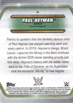 2019 Topps WWE Money in the Bank #63 Paul Heyman Back