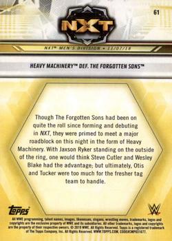 2019 Topps WWE NXT #61 Heavy Machinery def. The Forgotten Sons Back