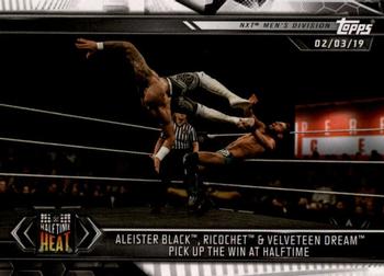 2019 Topps WWE NXT #75 Aleister Black, Ricochet & Velveteen Dream Pick Up the Win at Halftime Front