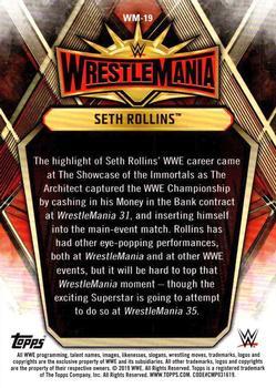 2019 Topps WWE Road to Wrestlemania - Wrestlemania 35 Roster Foil #WM-19 Seth Rollins Back