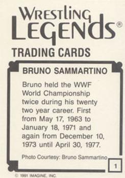 1991 Imagine Wrestling Legends #1 Bruno Sammartino Back