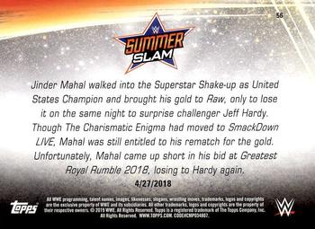 2019 Topps WWE SummerSlam - Bronze #56 United States Champion Jeff Hardy def. Jinder Mahal Back