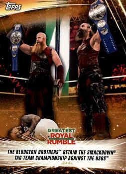 2019 Topps WWE SummerSlam - Bronze #57 The Bludgeon Brothers Retain the SmackDown Tag Team Championship Against The Usos Front
