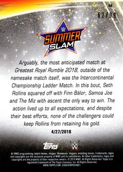 2019 Topps WWE SummerSlam - Blue #58 Seth Rollins Successfully Defends the Intercontinental Championship in a 4-Way Ladder Match Back