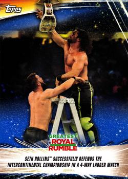 2019 Topps WWE SummerSlam - Blue #58 Seth Rollins Successfully Defends the Intercontinental Championship in a 4-Way Ladder Match Front