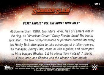 2019 Topps WWE SummerSlam - SummerSlam's Greatest Matches & Moments #GM-3 Dusty Rhodes def. The Honky Tonk Man Back