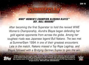 2019 Topps WWE SummerSlam - SummerSlam's Greatest Matches & Moments #GM-10 WWE Women's Champion Alundra Blayze def. Bull Nakano Back