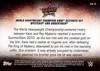 2019 Topps WWE SummerSlam - SummerSlam's Greatest Matches & Moments #GM-32 World Heavyweight Champion Kane Destroys Rey Mysterio and Undertaker Back