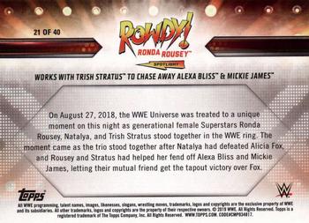 2019 Topps WWE SummerSlam - Rowdy Ronda Rousey Spotlight (Part 3) #21 Works with Trish Stratus to Chase Away Alexa Bliss & Mickie James Back