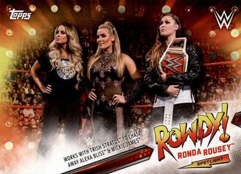2019 Topps WWE SummerSlam - Rowdy Ronda Rousey Spotlight (Part 3) #21 Works with Trish Stratus to Chase Away Alexa Bliss & Mickie James Front
