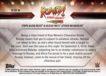 2019 Topps WWE SummerSlam - Rowdy Ronda Rousey Spotlight (Part 3) #22 Stops Alexa Bliss & Alicia Fox's Attack on Natalya Back