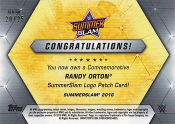 2019 Topps WWE SummerSlam - SummerSlam Manufactured Logo Relics Silver #SLR-RO Randy Orton Back