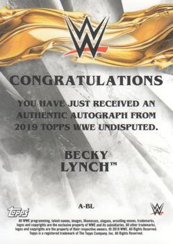 2019 Topps WWE Undisputed - Undisputed Autographs #A-BL Becky Lynch Back