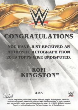 2019 Topps WWE Undisputed - Undisputed Autographs #A-KK Kofi Kingston Back