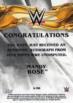 2019 Topps WWE Undisputed - Undisputed Autographs #A-MR Mandy Rose Back