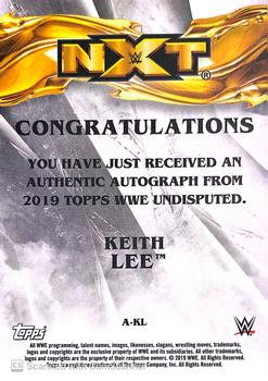 2019 Topps WWE Undisputed - Undisputed Autographs - Orange #A-KL Keith Lee Back