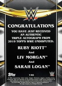 2019 Topps WWE Undisputed - Triple Autographs #T-RS Sarah Logan / Ruby Riott / Liv Morgan Back