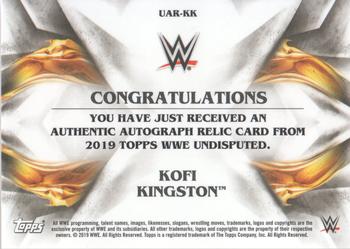 2019 Topps WWE Undisputed - Undisputed Auto Relic #UAR-KK Kofi Kingston Back