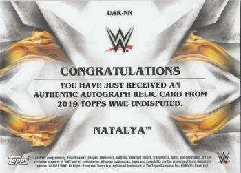 2019 Topps WWE Undisputed - Undisputed Auto Relic - Red #UAR-NN Natalya Back