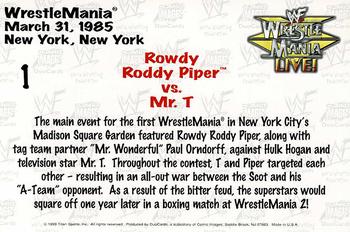 1999 Comic Images WWF Wrestlemania Live Photocards #1 Rowdy Roddy Piper / Mr. T Back