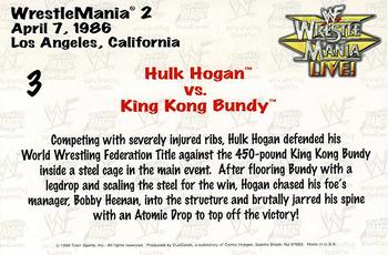 1999 Comic Images WWF Wrestlemania Live Photocards #3 Hulk Hogan vs. King Kong Bundy Back