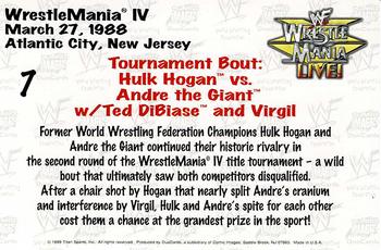 1999 Comic Images WWF Wrestlemania Live Photocards #7 Hulk Hogan vs. Andre the Giant, Ted DiBiase, Virgil Back