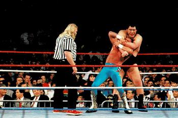 1999 Comic Images WWF Wrestlemania Live Photocards #8 Andre the Giant vs. Jake 