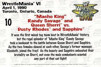 1999 Comic Images WWF Wrestlemania Live Photocards #10 Randy Savage, Queen Sherri vs. Dusty Rhodes, Sapphire Back