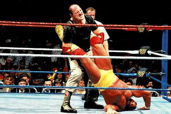 1999 Comic Images WWF Wrestlemania Live Photocards #11 Sgt. Slaughter / Hulk Hogan Front