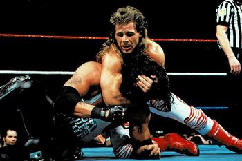 1999 Comic Images WWF Wrestlemania Live Photocards #18 Diesel vs. Shawn Michaels Front