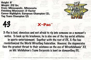 1999 Comic Images WWF Wrestlemania Live Photocards #43 X-Pac Back