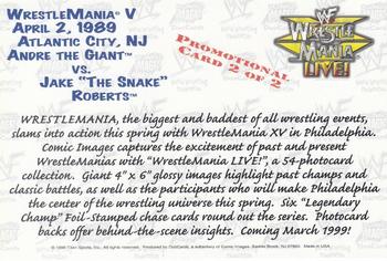 1999 Comic Images WWF Wrestlemania Live Photocards - Promos #2 WrestleMania V Back