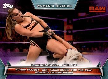 2019 Topps WWE Women's Division - Purple #82 Ronda Rousey def. Alexa Bliss for the Raw Women's Championship (SummerSlam 2018 8/19/2018) Front