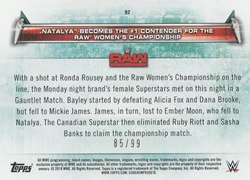 2019 Topps WWE Women's Division - Purple #97 Natalya Becomes the #1 Contender for the Raw Women's Championship (Raw 12/17/2018) Back