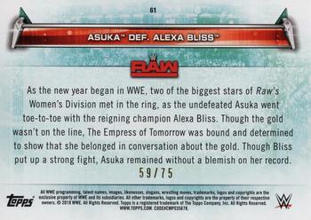 2019 Topps WWE Women's Division - Bronze #61 Asuka def. Alexa Bliss (Raw 1/1/2018) Back