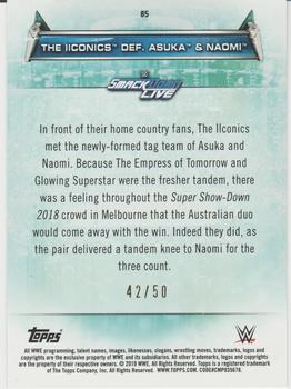 2019 Topps WWE Women's Division - Orange #85 The IIconics def. Asuka & Naomi (Super Show-Down 10/6/2018) Back