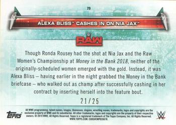 2019 Topps WWE Women's Division - Blue #79 Alexa Bliss Cashes in On Nia Jax (Money in the Bank 2018 7/17/2018) Back
