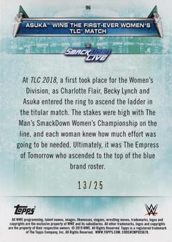 2019 Topps WWE Women's Division - Blue #96 Asuka Wins the First-Ever Women's TLC Match (TLC 2018 12/16/2018) Back