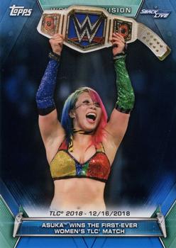 2019 Topps WWE Women's Division - Blue #96 Asuka Wins the First-Ever Women's TLC Match (TLC 2018 12/16/2018) Front
