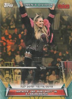 2019 Topps WWE Women's Division - Gold #94 Natalya def. Ruby Riott in a Tables Match (TLC 2018 12/16/2018) Front