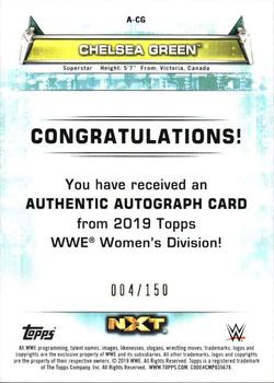 2019 Topps WWE Women's Division - Autographs Green #A-CG Chelsea Green Back