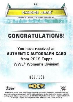 2019 Topps WWE Women's Division - Autographs Green #A-CL Candice LeRae Back