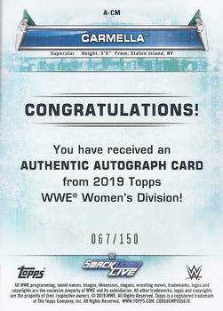 2019 Topps WWE Women's Division - Autographs Green #A-CM Carmella Back