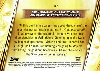 2019 Topps WWE Women's Division - Team Bestie Tribute #TB-4 Trish Stratus Wins the Women's Championship at WrestleMania XIX Back