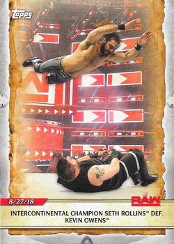 2020 Topps Road to WrestleMania #16 Intercontinental Champion Seth Rollins Def. Kevin Owens Front